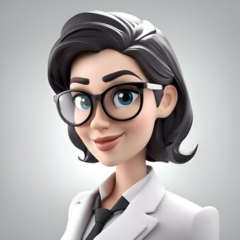 young business woman wearing glasses white coat 3d rendering_1142 51401
